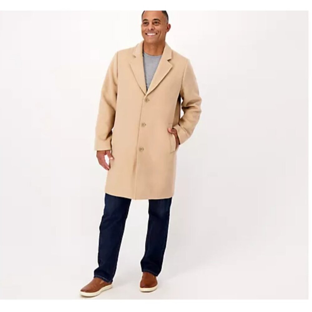 Candace Cameron Bure Men ~ Button Front Peacoat Jacket Warm Tan XL A556286